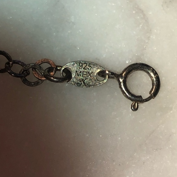 vtg Sterling & Pearl Charm Anklet - Silver Hearts Balls & Real Pearl 9.5” - Picture 6 of 7